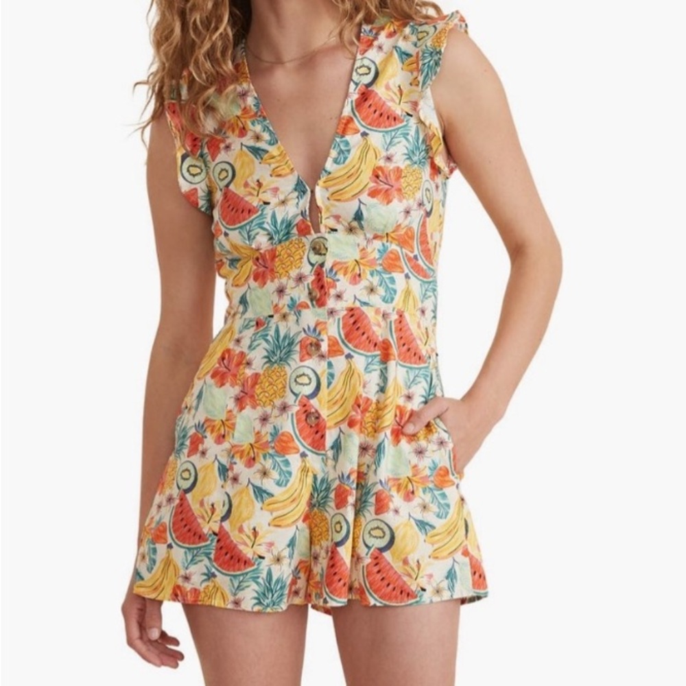 Marine Layer Camila Tropical Print Sleeveless Romper